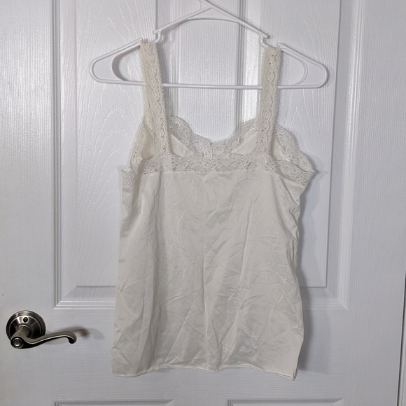 Vintage Lace Trim Florette Center Ivory Pick-Up Stitch Nylon Slip Cami Size M - Picture 3 of 8